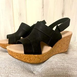 Clarks Black Wedge Sandals